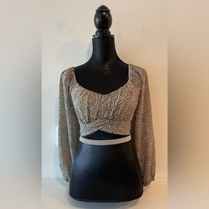 Japna Long Sleeve Crop Top Animal Print
